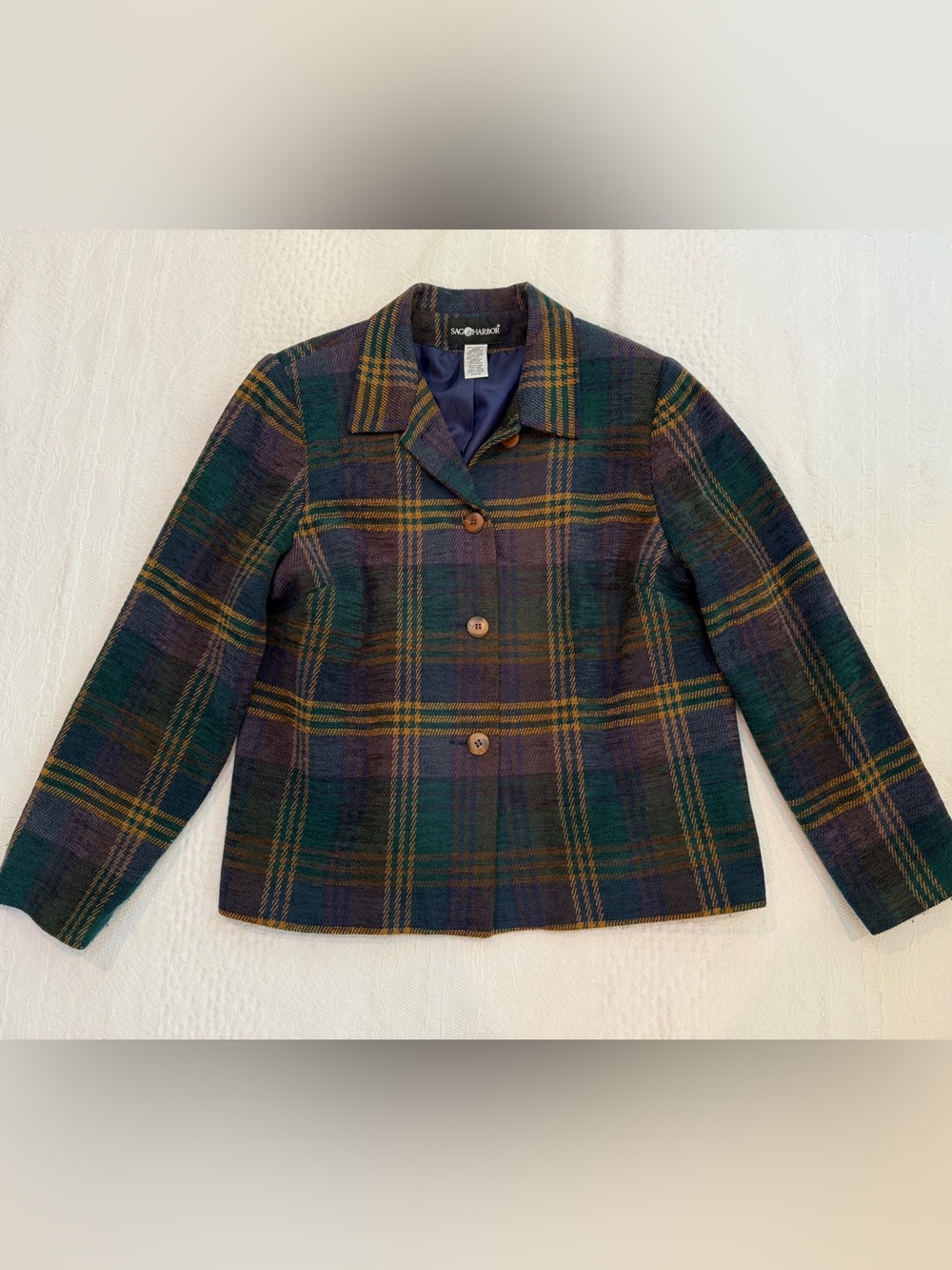 Dark Academia Plaid Blazer Women’s Size 14 Sag Harbor Jacket